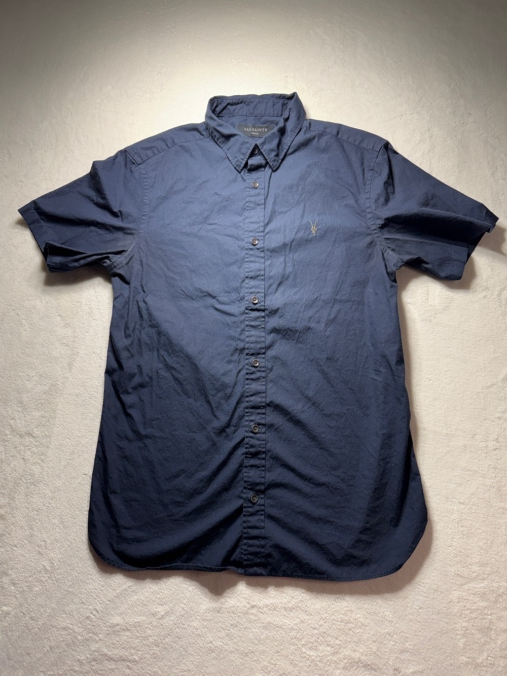 All Saints Men's Short-Sleeve Button Down Shirt in Navy